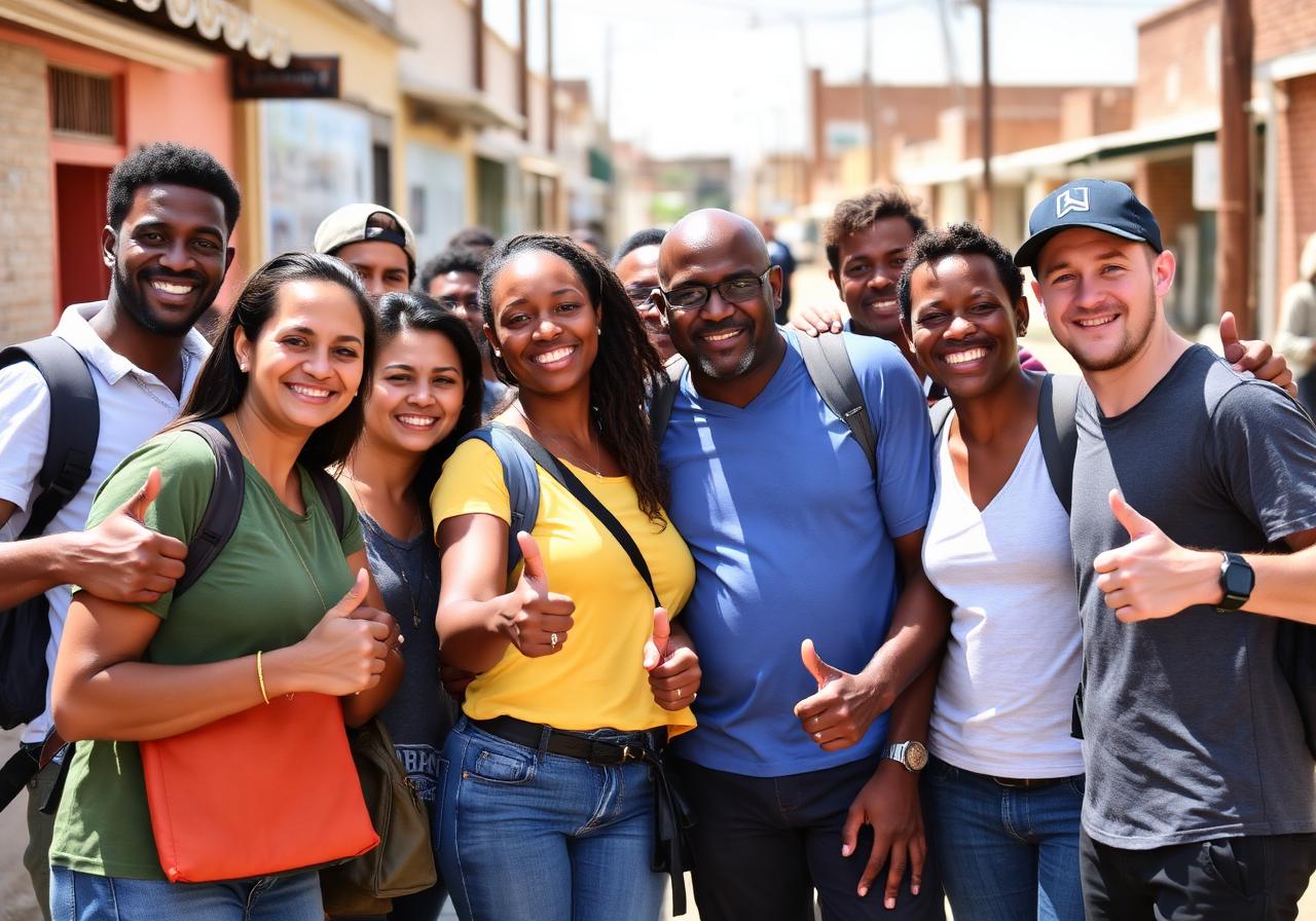 Tour guide with happy guests